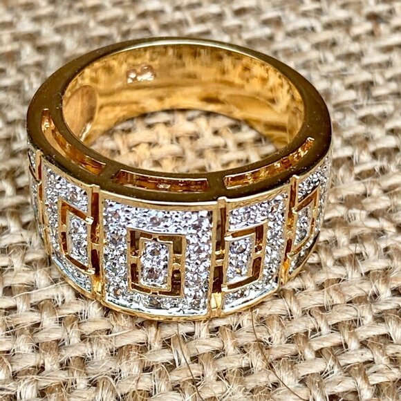 Premier Designs Beautiful Pavé Set Cubic Zirconia "CODE" Statement Ring - Size 7 - Picture 3 of 5
